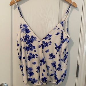 Forever 21 white and blue floral tank top
